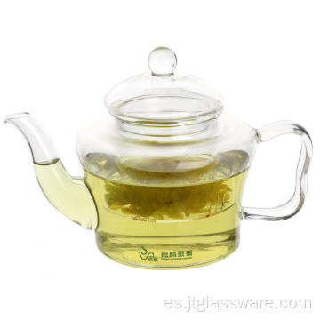 Juego de té floreciente de tetera de vidrio Pyrex soplado con la boca